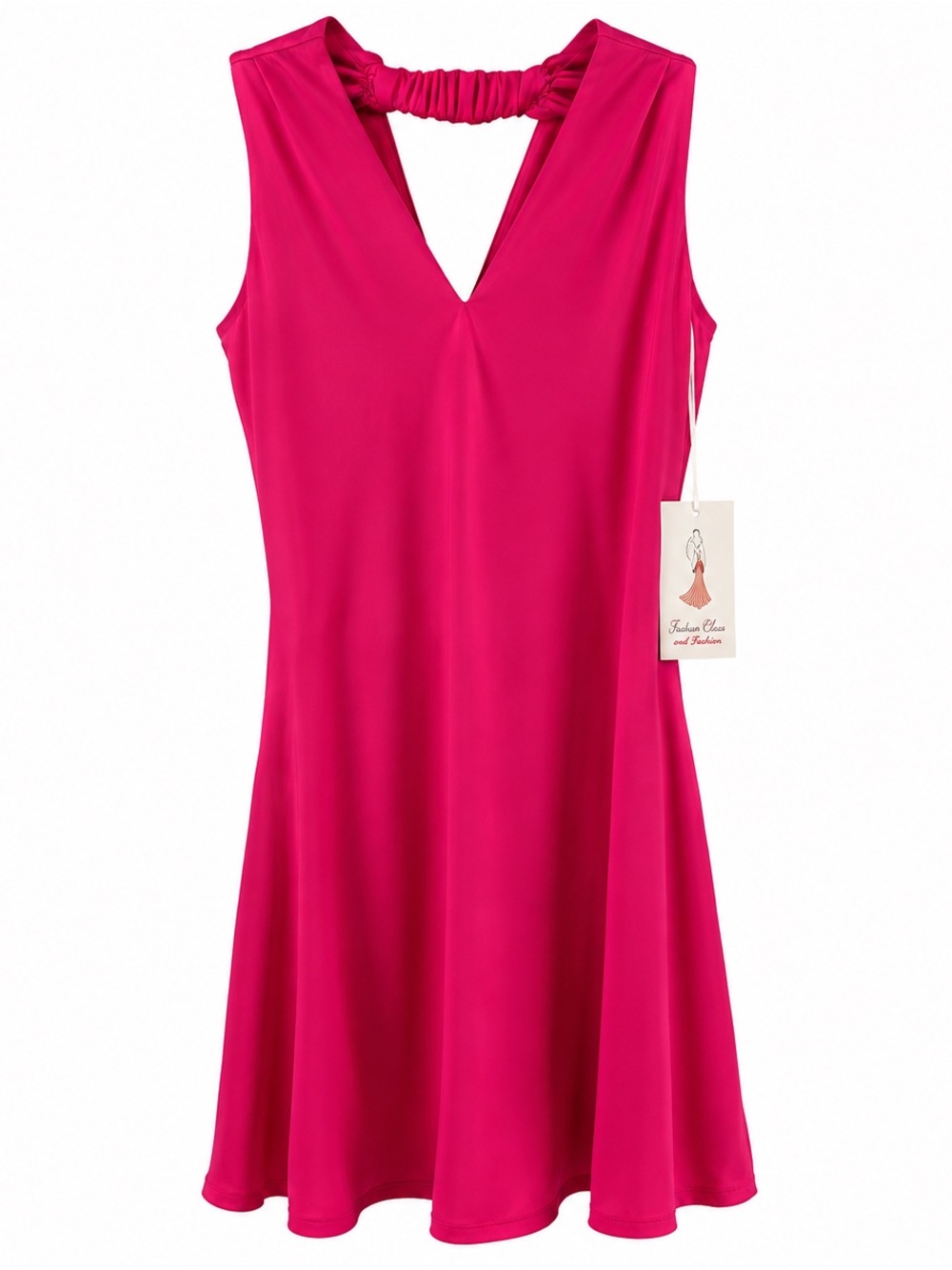 NWT Fashion Sample Fuchsia Pink Draped Open Back Mini Dress Size 4